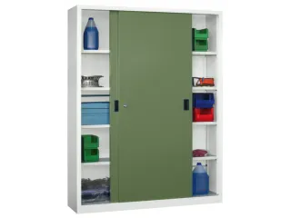 schuifdeurkast,HxBxD 1950x1500x500mm,RAL7035,front RAL6011 - 2