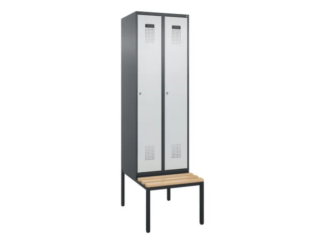 locker met bank,voor scheiding van kleding,HxBxD 2120x600x815mm,2vak
