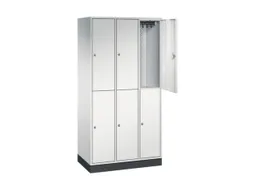Dubbeldekse garderobekast,RAL 7035,HxBxD 1950x920x500mm,3x2vak.