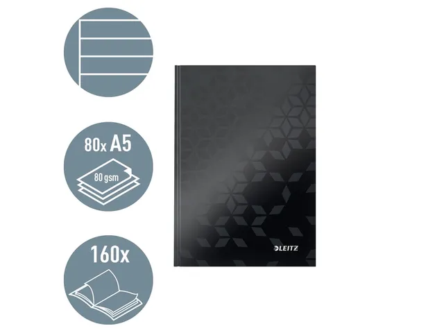 Notitieboek Leitz WOW A5 lijn zwart