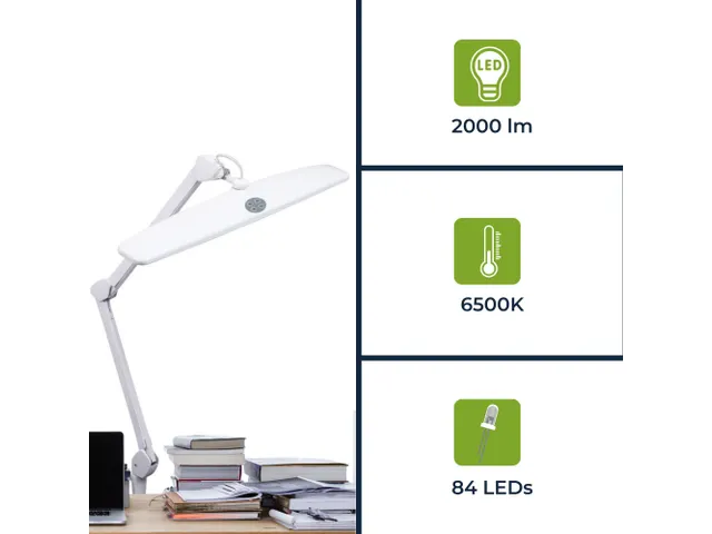 LED Bureaulamp Dimbaar 21W 84 LED's WIT