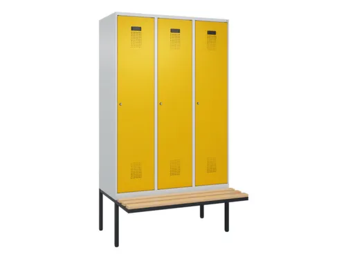 locker met bank,HxBxD 2120x1200x815mm,3vak,vak B 400mm,cilinderslot