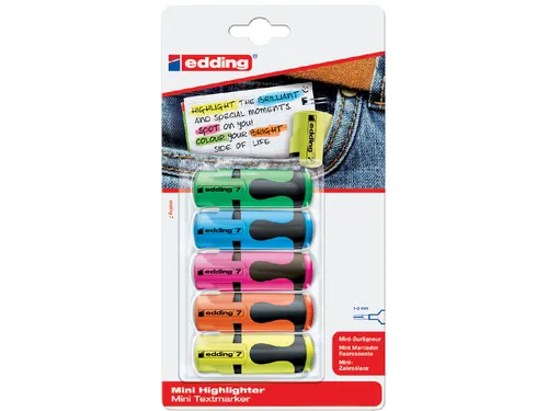 Markeerstift edding 7 mini 1-3mm assorti blister à 5 stuks