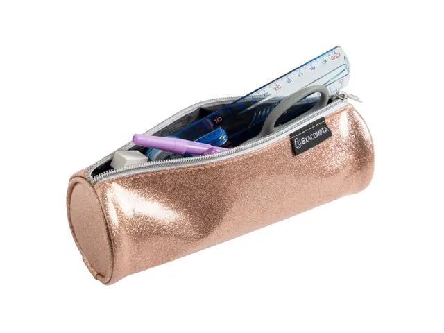 Pennenetui rond PU Glitter 4 kl ass