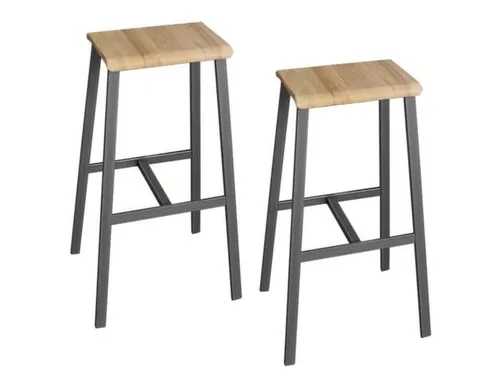 Set Barkrukken Industrial, zitting Eiken natuur