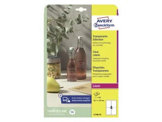 Laseretiket Avery 99,1x139mm transparant 25 vel 4 etiketten per vel - 3