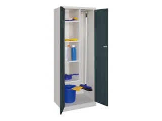 Schoonmaakkast HxBxD 1800x600x500mm 4 Legborden RAL7035 Front RAL7016 - 2