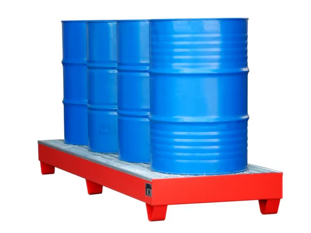 Systeem-Opvangbak Rood 4x 200l 222l 250x 2400x 800mm Rooster