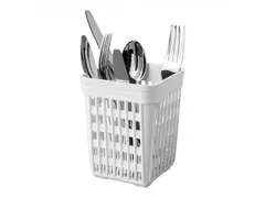 Bestekbeker vierkant kunststof Wit 14x11x11cm