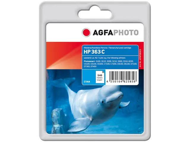 APHP363CD AP HP C8771EE PS Inkt cyaan rebuilt Blister 6ml