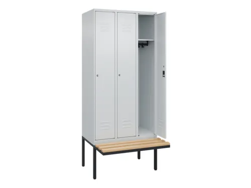 locker met bank,HxBxD 2120x900x815mm,3vak,vak B 300mm,cil.-slot