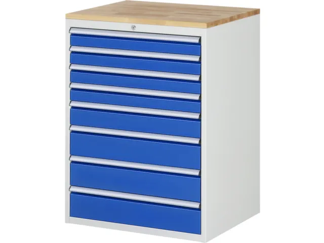 ladekast 1035x770x650mm 8laden cilinderslot RAL7035 RAL5010 beuken