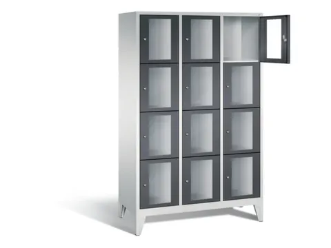 Lockerkast 1850x1200x500mm 3x4 vakken Cilinderslot Poten, RAL7021