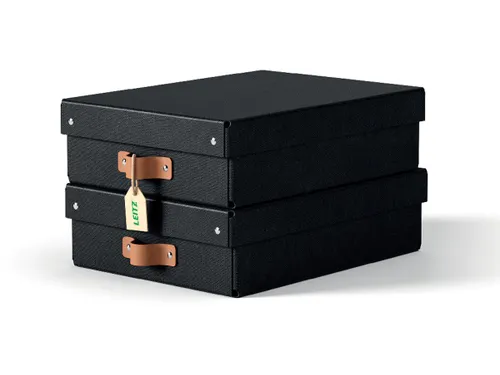 Puro opbergdoos medium laag A4 8 liter zwart 2 stuks