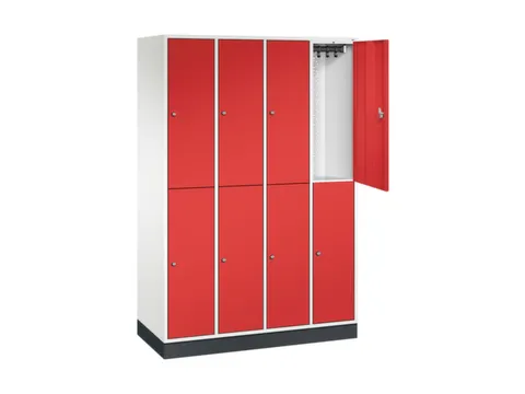 Dubbeldekse garderobekast,HxBxD 1950x1220x500mm,4x2vak.,vak B 260mm