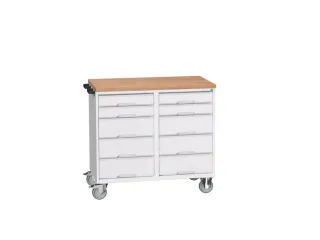 montagetafel 980x1050x600mm multiplexblad 10 laden duwbeugel RAL7035 - 1