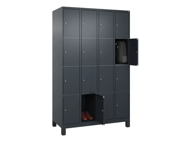 lockerkast,HxBxD 1950x1200x500mm,4x4vakken,vak B 300mm,cil.-slot