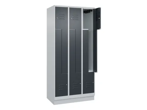 Z-garderobekast,HxBxD 1950x900x500mm,vak B 150/300mm,cil.-slot,sokkel