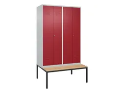 PBM-locker met bank,HxBxD 2120x1200x815mm,4vak,vak B 300mm,cil.-slot