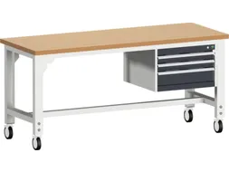 werkbank,verrijdbaar,HxBxD 840-1140x2000x750mm,beukenblad