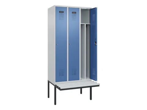 locker met bank,voor scheiding van kleding,HxBxD 2120x900x815mm,3vak