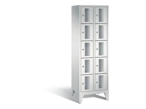 Lockerkast 1850x610x500mm 2x5 vakken Cilinderslot Poten, RAL7035