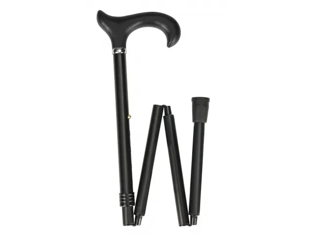 Luxe wandelstok opvouwbaar 83-95cm soft derby handvat zwart tot 100 kg