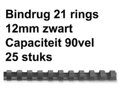 Bindrug Fellowes 12mm 21-rings A4 zwart 25stuks