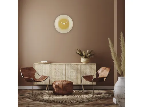 Wandklok Nextime dia 50cm bolvormig glas geel kunststof Deep