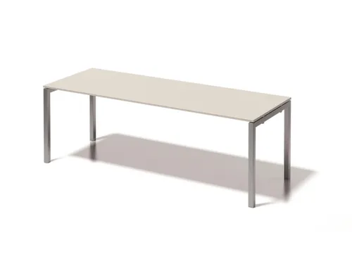 bureau HxBxD 740x2200x800mm blad grijswit 4-voeten zilverkleurig