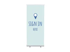 Roll-Banner 85x200 complete set met print "Sign In Here" Blauw