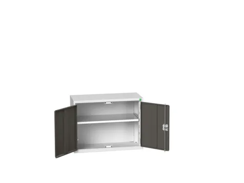 wandkast 600x800x350mm 1xStalen bodem sokkel Ral 7035 front Ral 7016