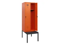 locker met bank,HxBxD 1950x600x815mm,2vak,vak B 300mm,draaigrendel