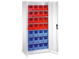 Stellingkast Staalplaat 1980x1000x420mm 6 Legborden 28 Magazijnbakken