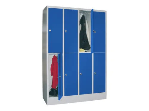 lockerkast,HxBxD 1850x1200x500mm,4x2vakken,RAL7035,front RAL5010