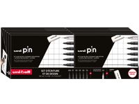 Uni Pin fineliner 10 dozen van 6 + vulpotlood en gum