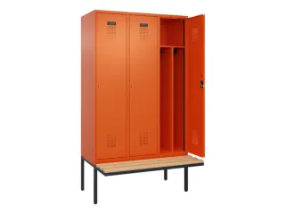 locker met bank,voor scheiding van kleding,HxBxD 2120x1200x815mm,3vak - 1