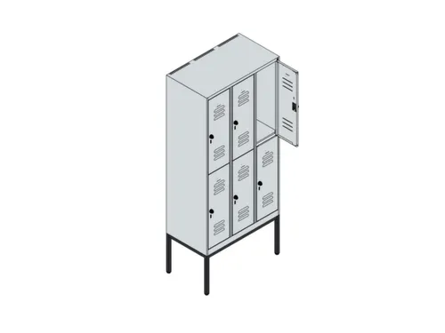 dubbeldekse locker,HxBxD 2120x900x500mm,3x2vak.,vak B 300mm,cil.-slot