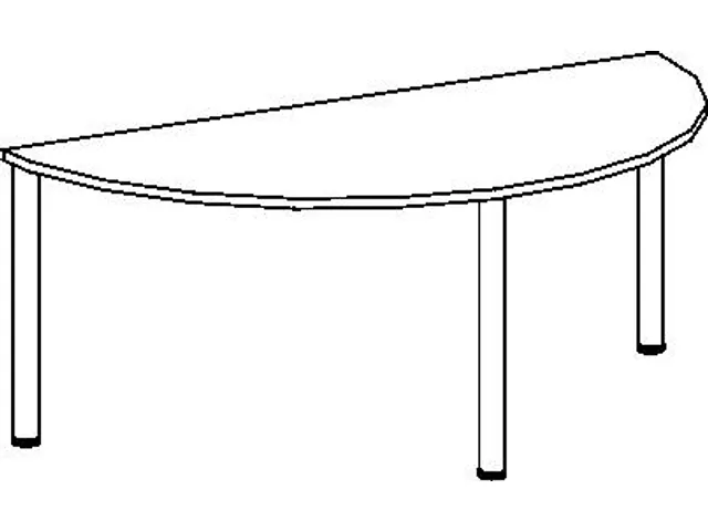vergadertafel,HxBxD 720x1600x800mm,halfrond,3voeten RAL9006,ronde buis