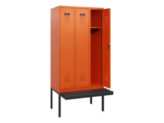 locker met bank,HxBxD 1950x900x815mm,3vak,vak B 300mm,cilinderslot - 1
