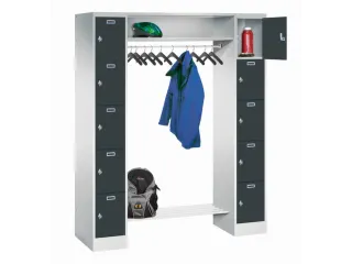 personeelsgarderobe draaigr. 1950x1500x500mm 2x5 vakken 300mm RAL7016 - 1