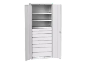 universele kast,HxBxD 2000x800x550mm,3xStalen bodem,8lade(n) - 1