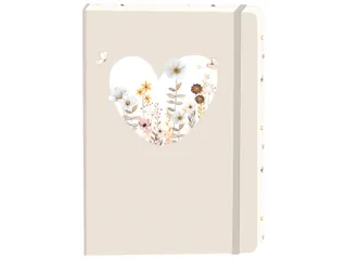 Notitieboek wit hart A5 lijn 92 pagina's softcover beige - 2