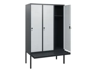 locker met bank,HxBxD 1950x1200x815mm,3vak,vak B 400mm,draaigrendel - 2