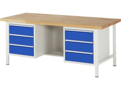 werkbank,HxBxD 840-1040x2000x900mm,beukblad,draagverm. 1250kg,4voeten