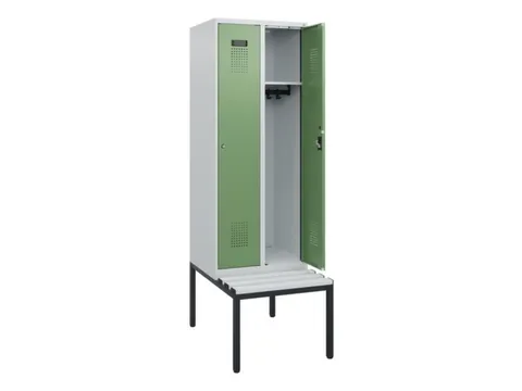 locker met bank,HxBxD 1950x600x815mm,2vak,vak B 300mm,cilinderslot