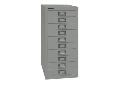 kantoor-ladekast HxBxD 590x278x380mm 10 laden romp lichtgrijs staal