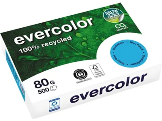 Gerecycleerd Kopierpapier Evercolor 80 Gram A4 Donkerblauw