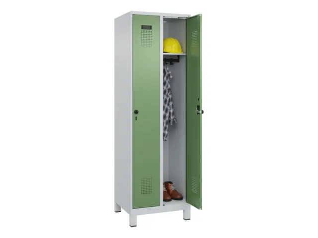 locker,HxBxD 1950x600x500mm,2vak,vak B 300mm,draaigrendel,voeten