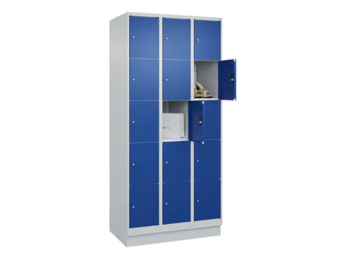 lockerkast,HxBxD 1950x900x500mm,3x5vakken,vak B 300mm,cil.-slot,sokkel